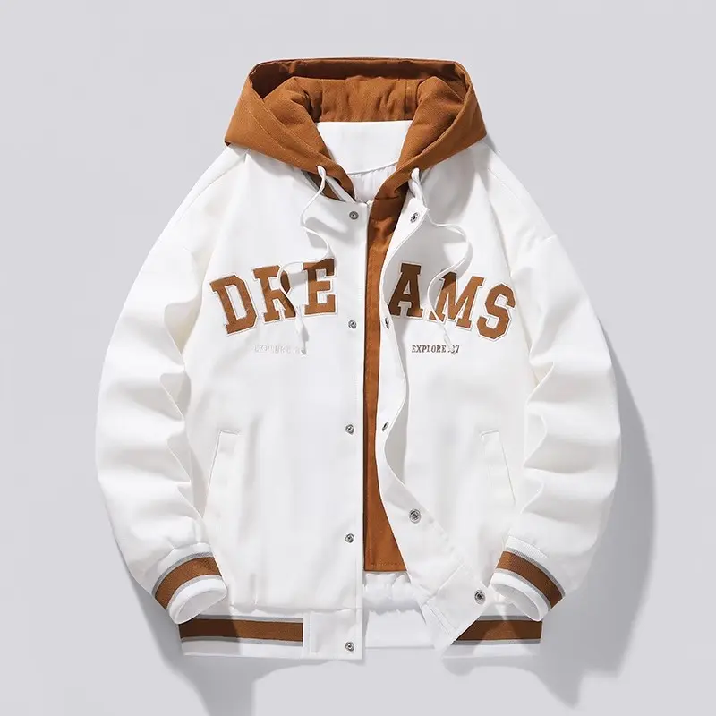 High Quality Varsity Baseball Uniform Jacket Men's Autumn New Trendy Brand All-match Student Hooded Jacket Plus Size Coats Women