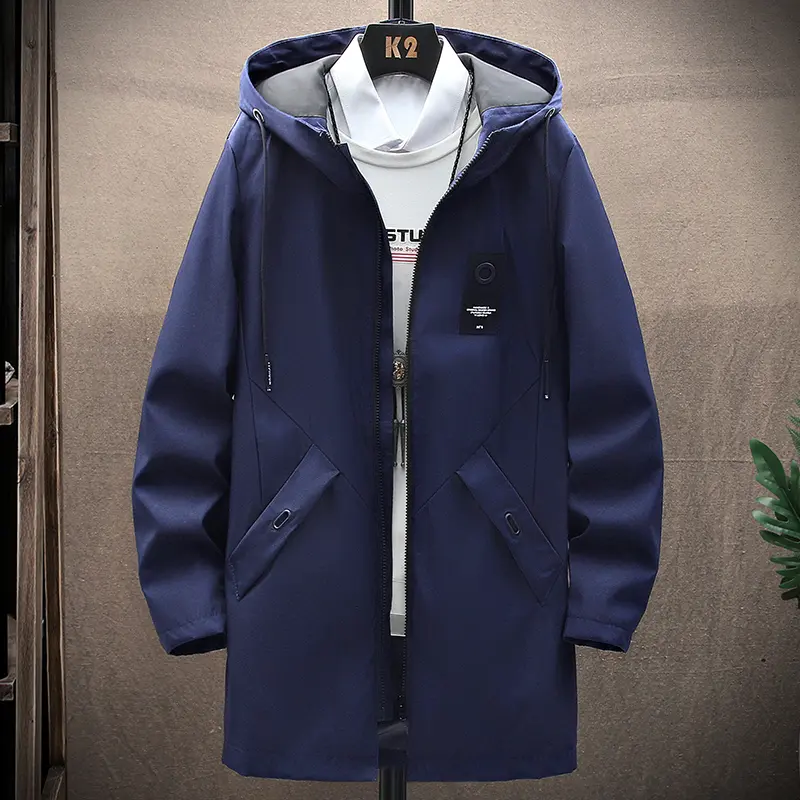 2023 Spring and Autumn New Men's Classic Fashion in The Long Windbreaker Men's Casual Loose Large Size High-Quality Coat