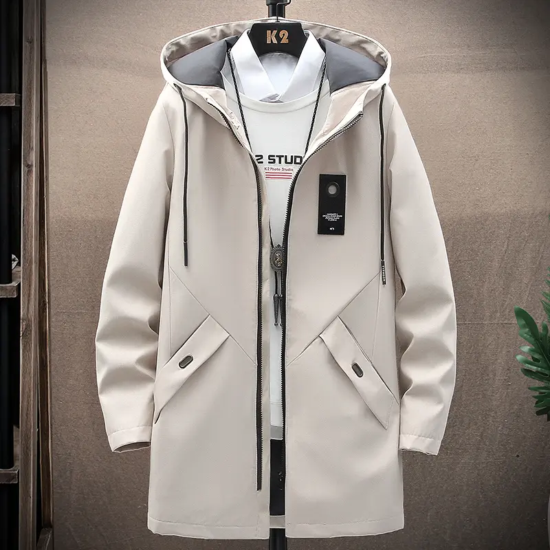 2023 Spring and Autumn New Men's Classic Fashion in The Long Windbreaker Men's Casual Loose Large Size High-Quality Coat