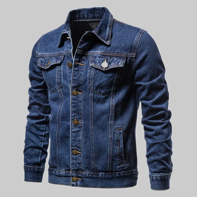 New 2024 Cotton Denim Jacket Men Casual Solid Color Lapel Single Breasted Jeans Jacket Men Spring Slim Fit Quality Mens Jackets