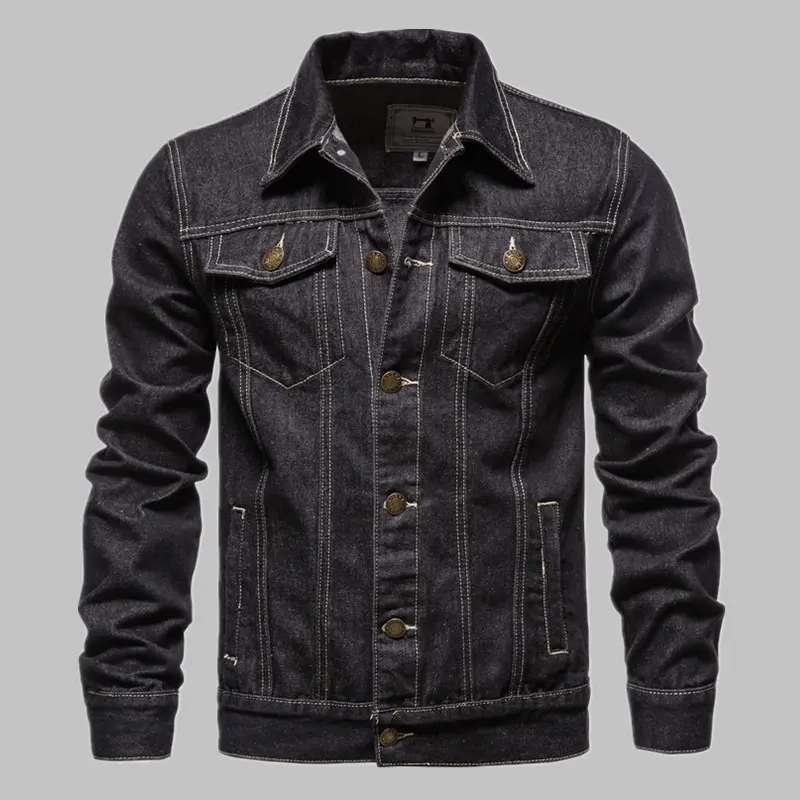 New 2024 Cotton Denim Jacket Men Casual Solid Color Lapel Single Breasted Jeans Jacket Men Spring Slim Fit Quality Mens Jackets