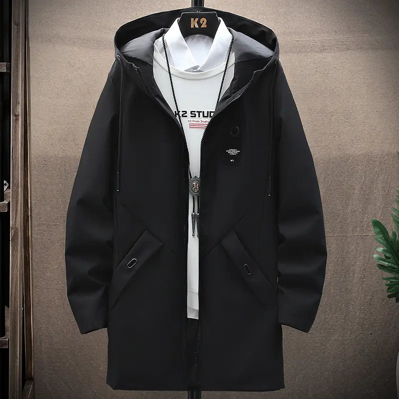 2023 Spring and Autumn New Men's Classic Fashion in The Long Windbreaker Men's Casual Loose Large Size High-Quality Coat