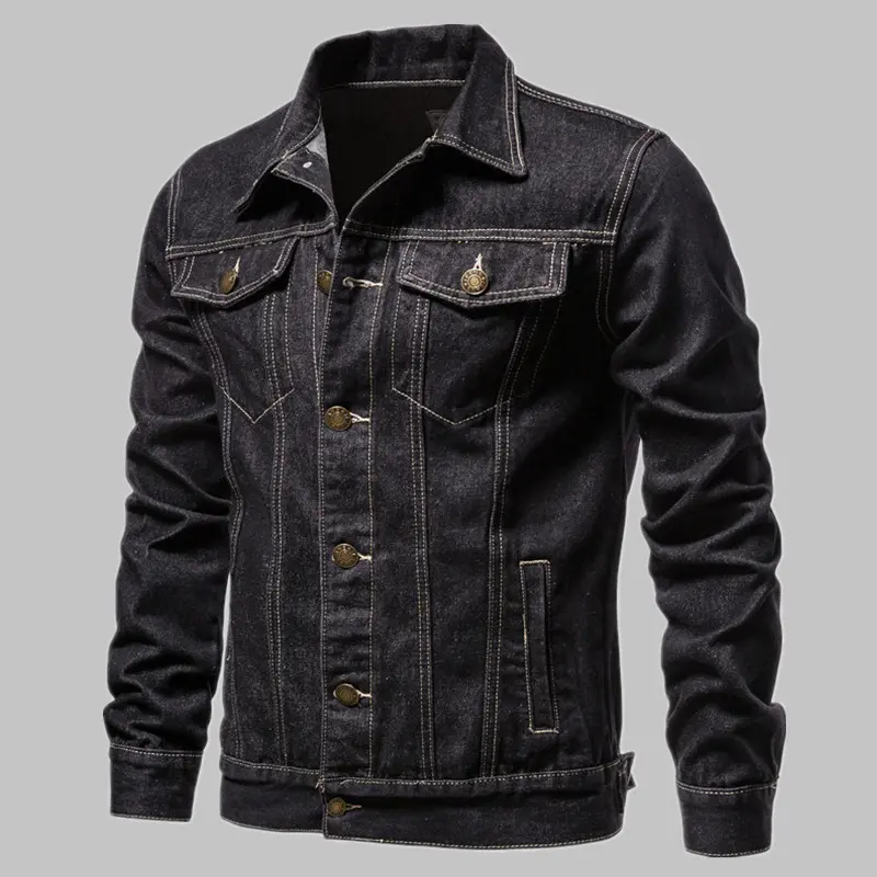 New 2024 Cotton Denim Jacket Men Casual Solid Color Lapel Single Breasted Jeans Jacket Men Spring Slim Fit Quality Mens Jackets