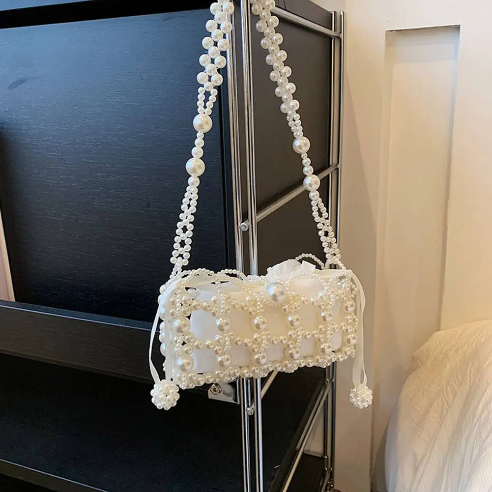 Women Mini Beaded Handbags Handmade Beading Evening Clutch Purse Retro Pearl Exquisite Elegant Shiny Female Coin Purse