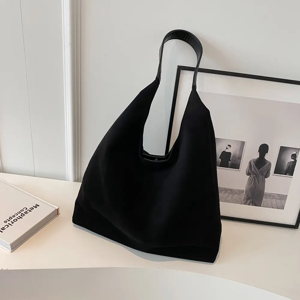 Women Suede Shoulder Bag Retro Single Shoulder Bag Large Capacity Trendy Work Hobo Hasp Closure Vintage Hobo Bag Top Handle Bag