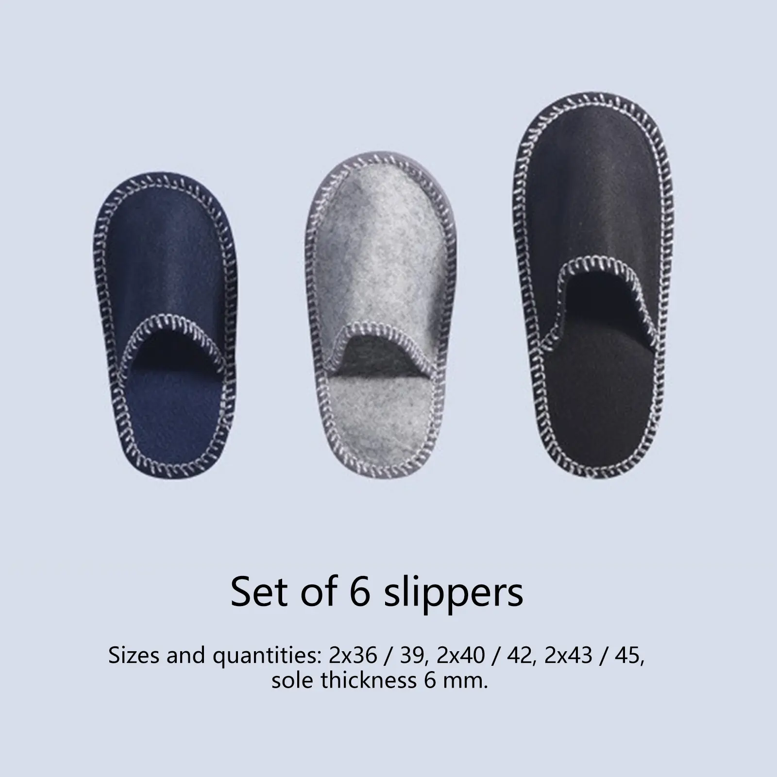 6 Pairs Family House Guest Slippers Set with Non-Slip Sole Closed Toe Felt Guest Slippers Unisex Slippers for Shoeless Home