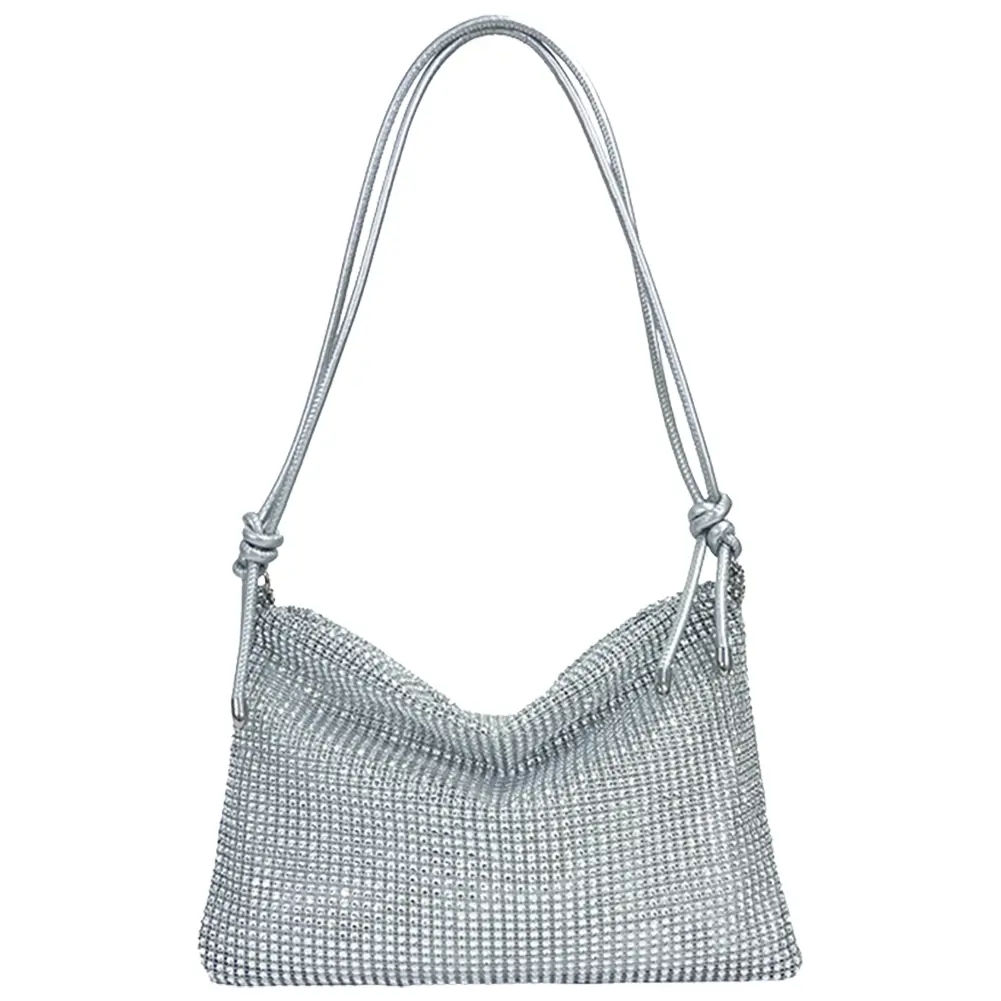 Women Diamond Shoulder Bag Chic Glitter Sling Bag Elegant Fashion Tote Handbag Zipper Versatile Strap Adjustable Evening Handbag