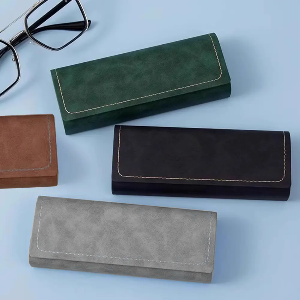 4Pcs Glasses Storage Box with Cleaning Cloth Eyeglasses Protective Box PU Leather Portable Sunglasses Case Eyewear Accessories
