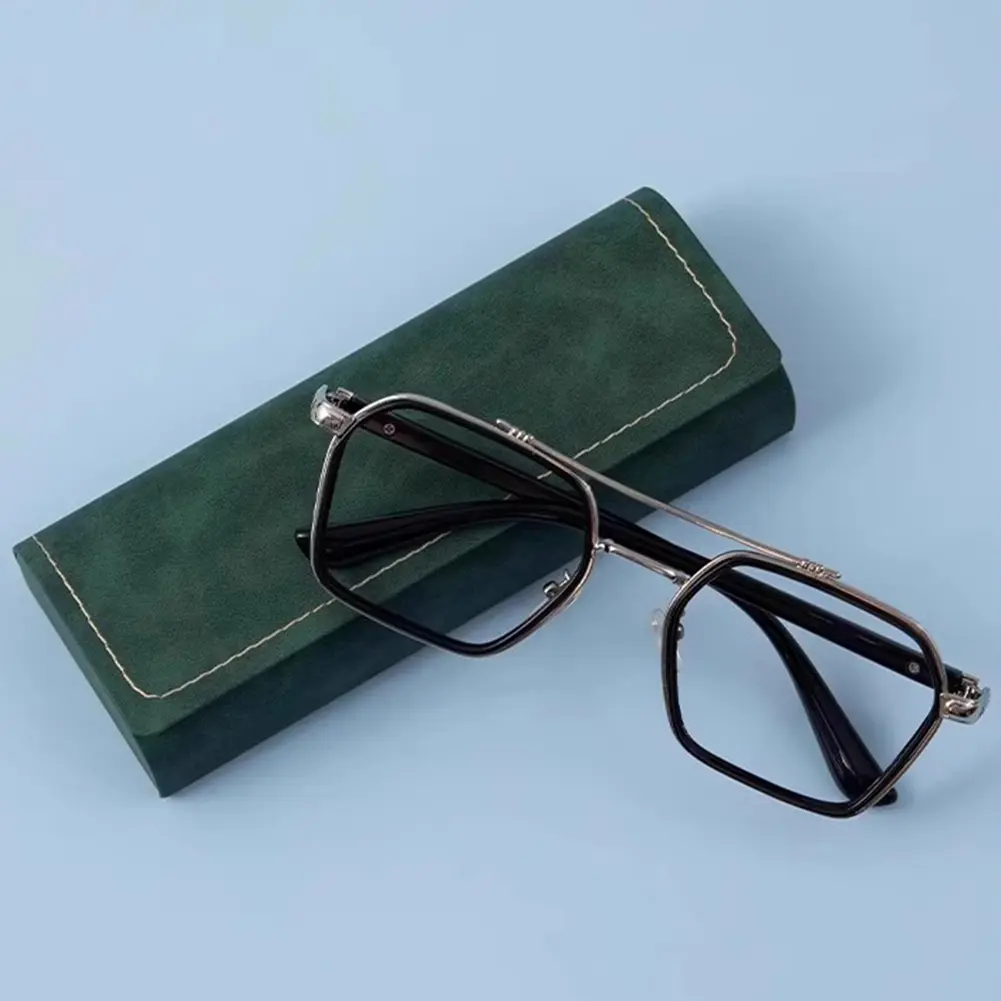 4Pcs Glasses Storage Box with Cleaning Cloth Eyeglasses Protective Box PU Leather Portable Sunglasses Case Eyewear Accessories