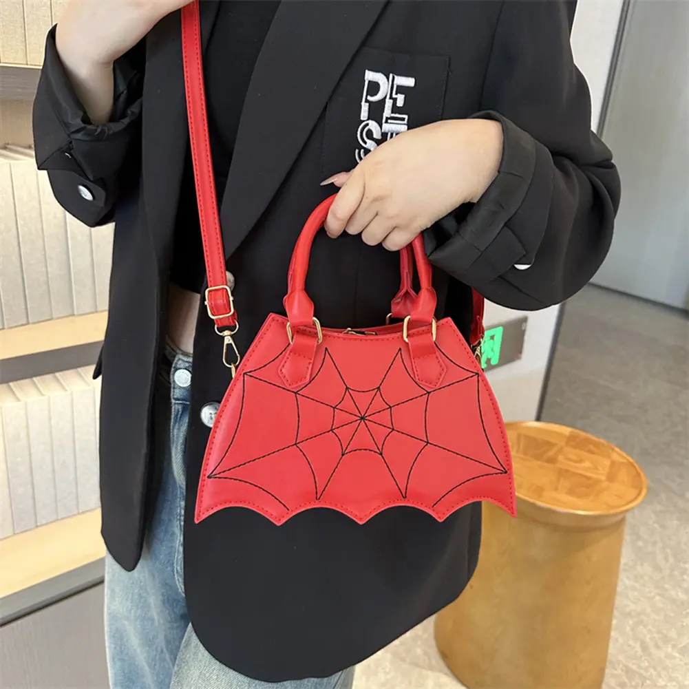 Women Small Shoulder Bag Bat Wing Ladies Top-handle Bags Creative Chic PU Leather Fashion Halloween Props Outdoor Shopping Bags