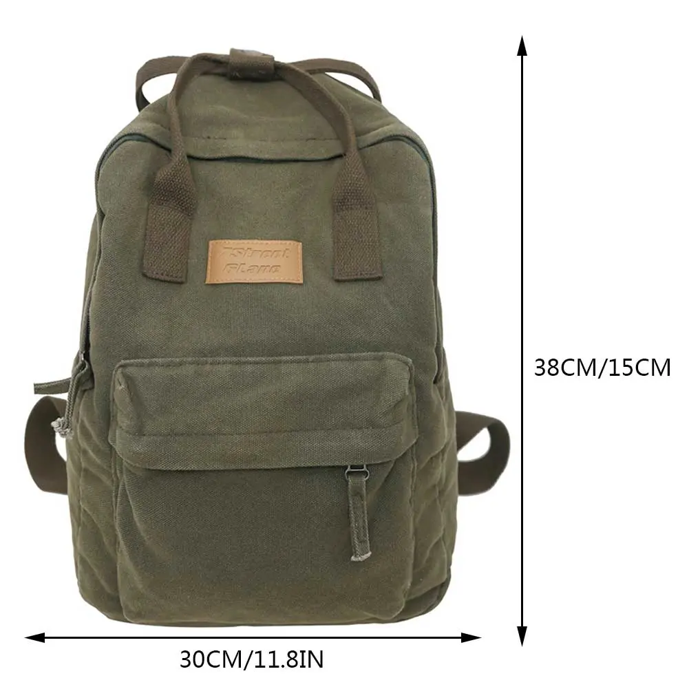 Vintage Men Women Backpack Cotton Canvas Casual College Students Backpack Large Capacity Solid Color Leisure Handbag