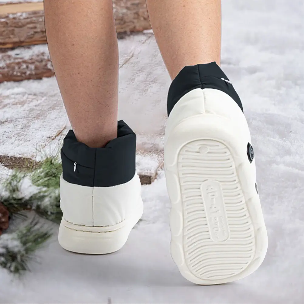 Unisex Foot Warmer Shoes with 3 Heating Levels Women Men Thermal Shoes Rechargeable Warm Snow Boots for Indoor House Home Office
