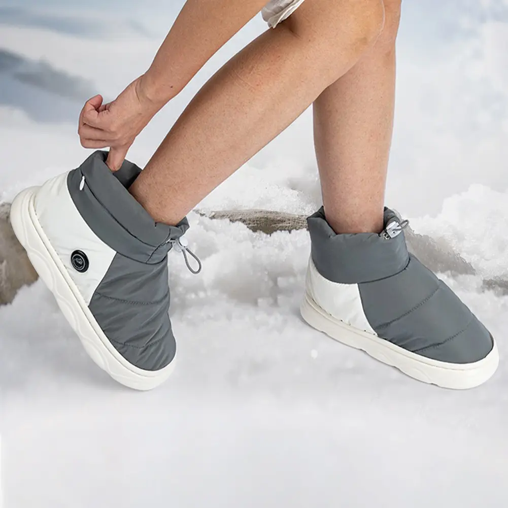 Unisex Foot Warmer Shoes with 3 Heating Levels Women Men Thermal Shoes Rechargeable Warm Snow Boots for Indoor House Home Office