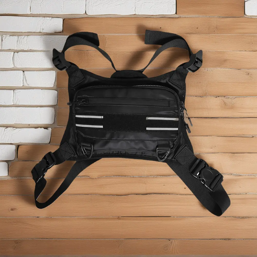 Sports Chest Bag Lightweight Front Chest Pack Water Resistant Running Vest Bag with Reflective Strip for Cycling Hiking