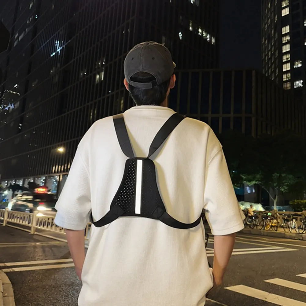 Sports Chest Bag Lightweight Front Chest Pack Water Resistant Running Vest Bag with Reflective Strip for Cycling Hiking