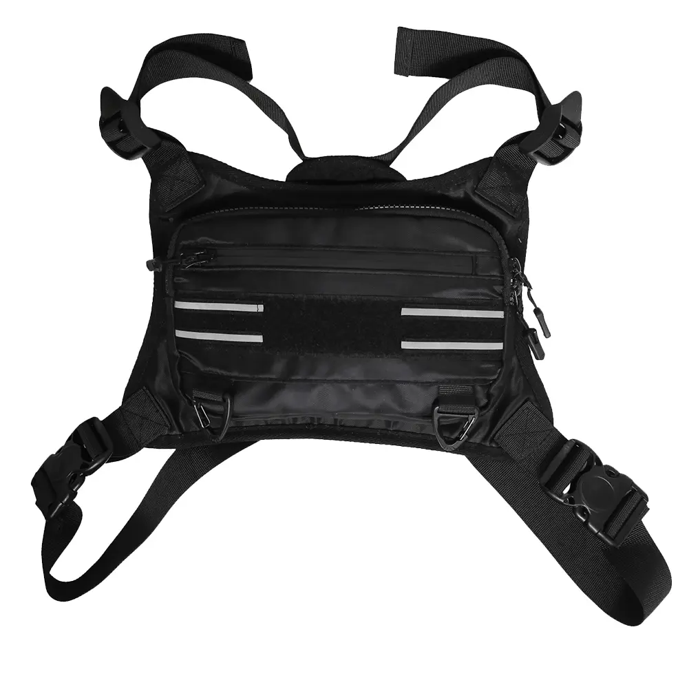 Sports Chest Bag Lightweight Front Chest Pack Water Resistant Running Vest Bag with Reflective Strip for Cycling Hiking