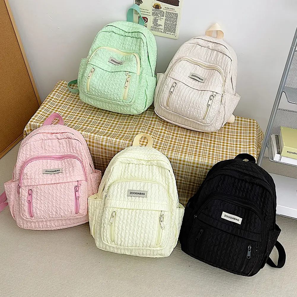 Stadium Handbag Solid Color Nylon School Handbag Multi-Pocket Folds Lightweight Scratch Resistant Adjustable Holiday Gifts