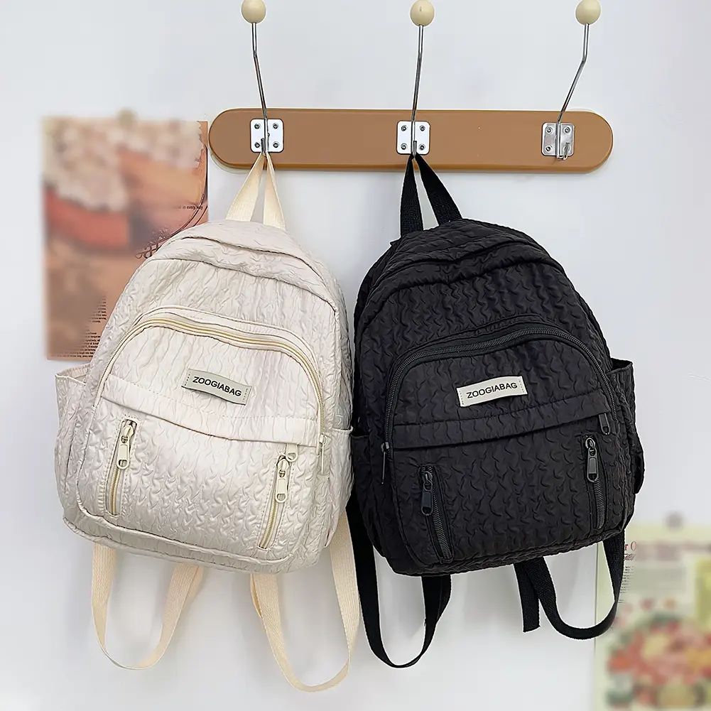 Stadium Handbag Solid Color Nylon School Handbag Multi-Pocket Folds Lightweight Scratch Resistant Adjustable Holiday Gifts