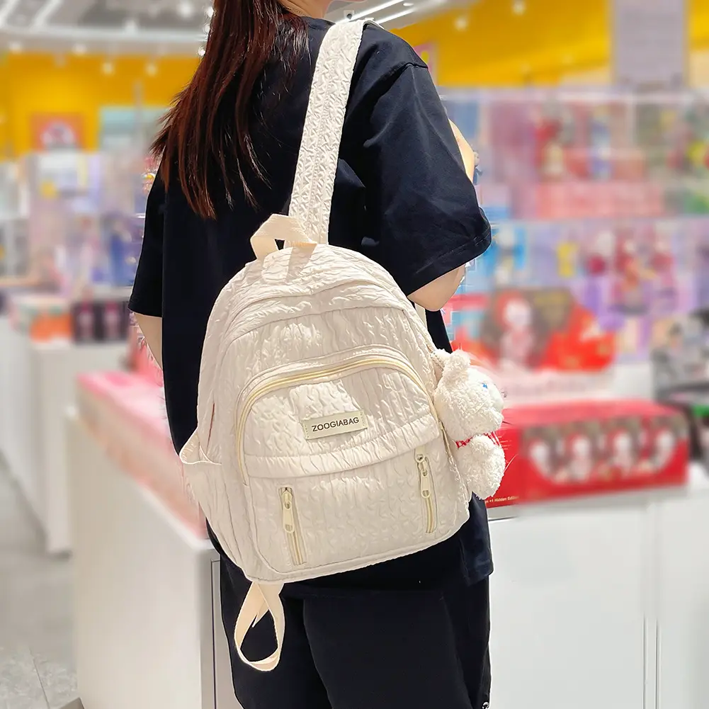 Stadium Handbag Solid Color Nylon School Handbag Multi-Pocket Folds Lightweight Scratch Resistant Adjustable Holiday Gifts