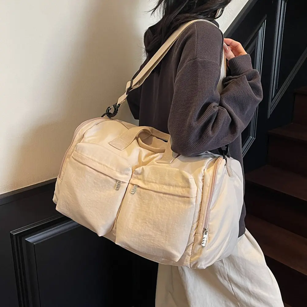 Wet Dry Separation Bag Large Capacity Foldable Travel Handbag Solid Color Yoga Storage Sling Bag Swimming Running Hiking Bag