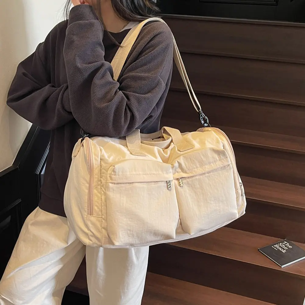 Wet Dry Separation Bag Large Capacity Foldable Travel Handbag Solid Color Yoga Storage Sling Bag Swimming Running Hiking Bag