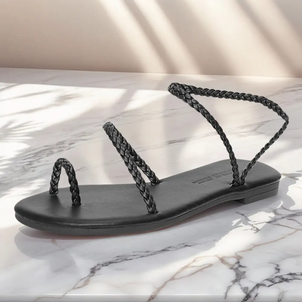 Women Flat Sandals Clip Toe Summer Slip-On Shoes Comfortable Casual Dressy Sandals Non Slip for Outdoor Travel
