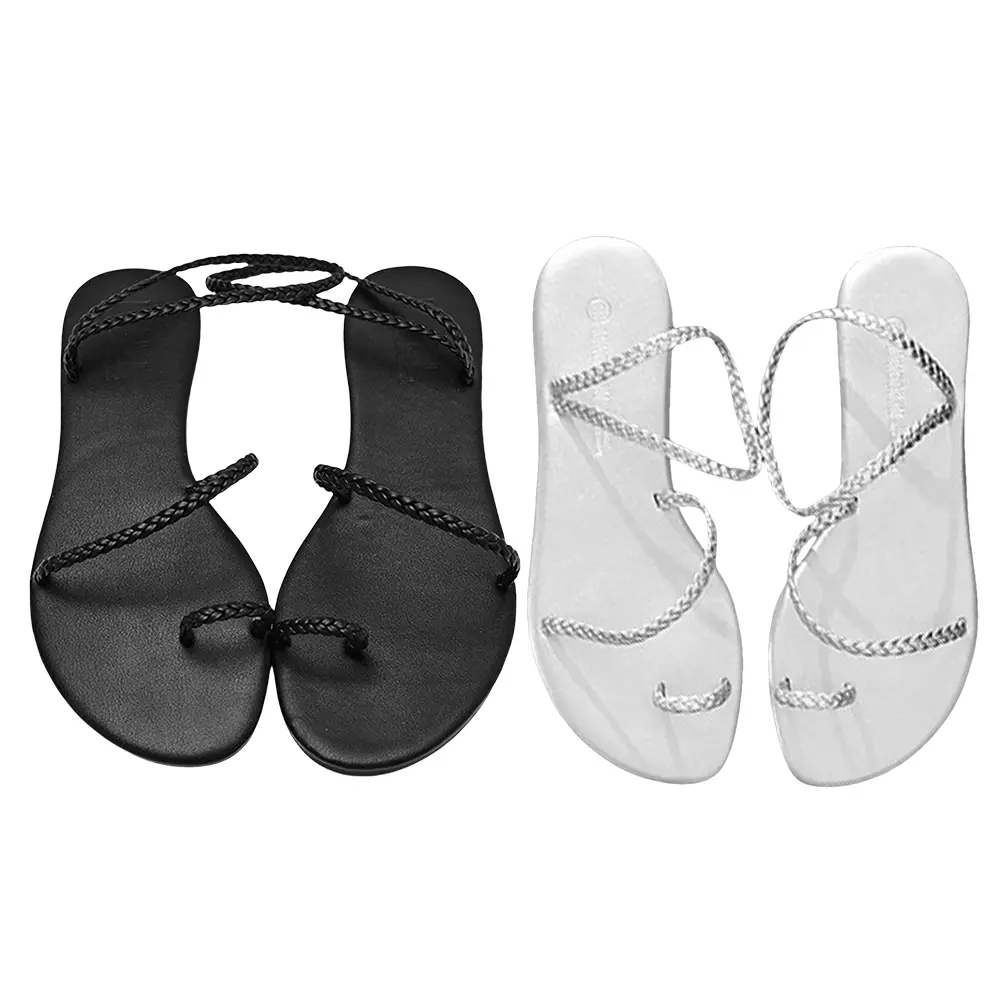 Women Flat Sandals Clip Toe Summer Slip-On Shoes Comfortable Casual Dressy Sandals Non Slip for Outdoor Travel