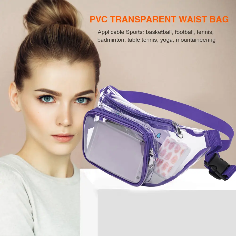PVC Messenger Bag Mini Fashion Unisex Hip Bum Bag Clear Waterproof Jelly Storage Bags for Running Outdoor Fitness Travel