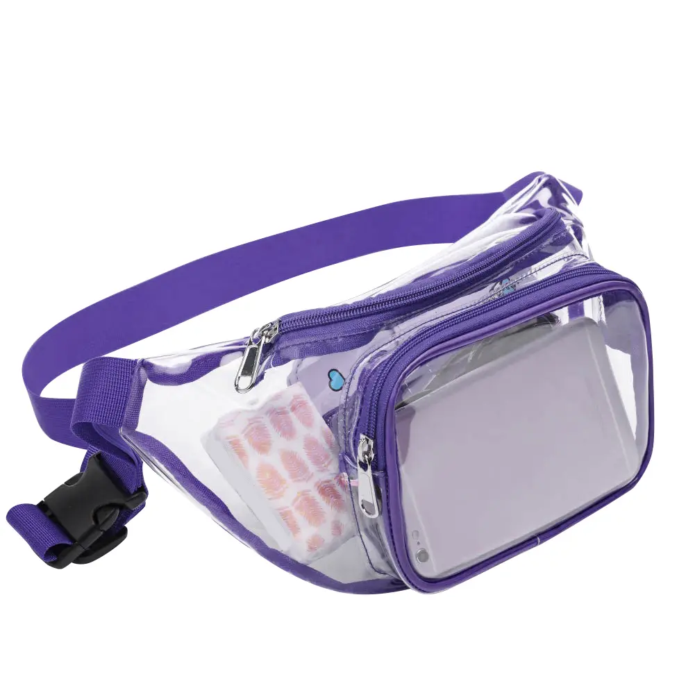 PVC Messenger Bag Mini Fashion Unisex Hip Bum Bag Clear Waterproof Jelly Storage Bags for Running Outdoor Fitness Travel