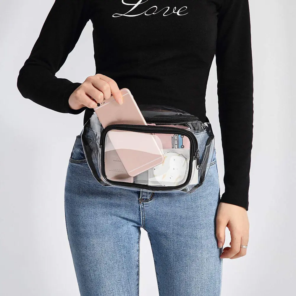 PVC Messenger Bag Mini Fashion Unisex Hip Bum Bag Clear Waterproof Jelly Storage Bags for Running Outdoor Fitness Travel