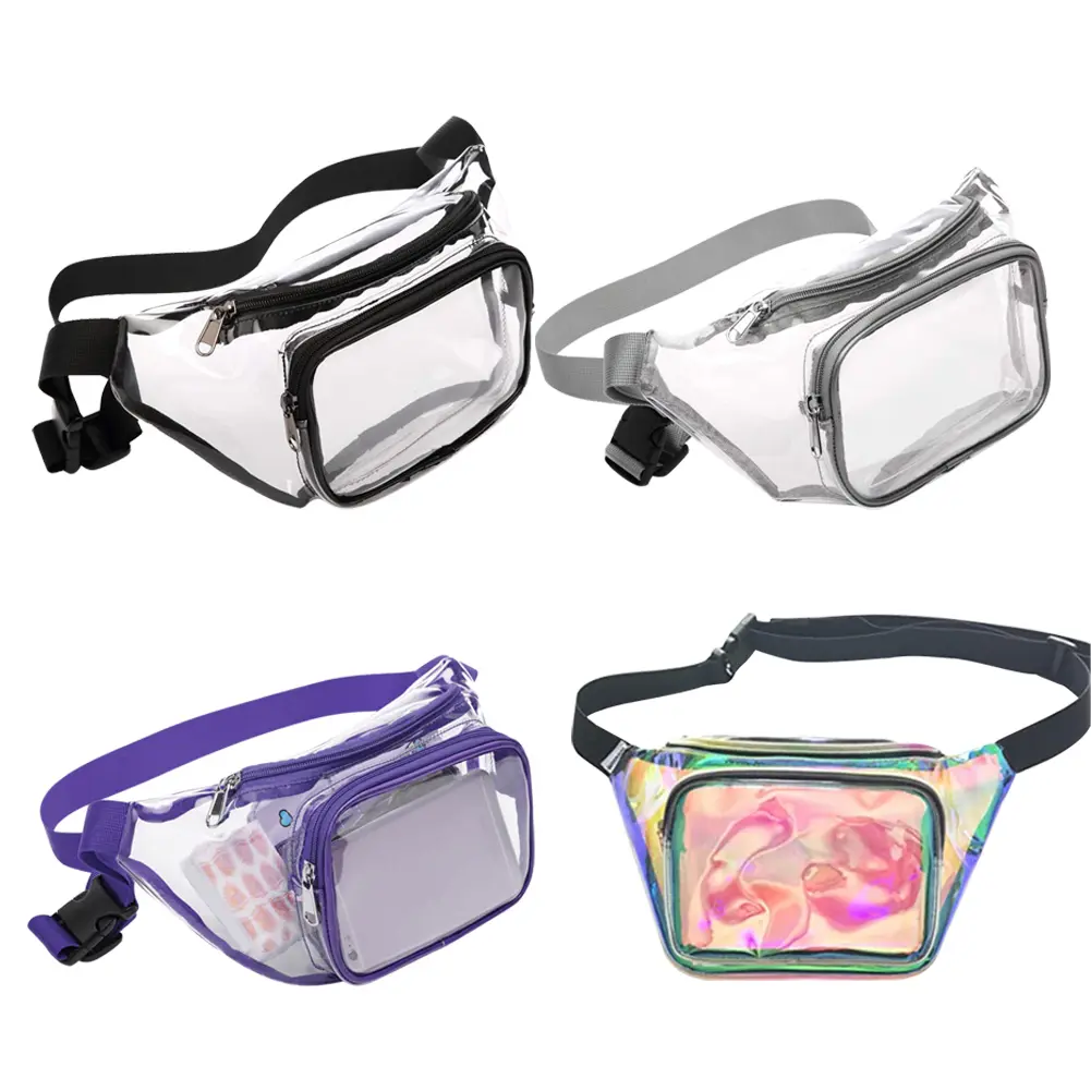 PVC Messenger Bag Mini Fashion Unisex Hip Bum Bag Clear Waterproof Jelly Storage Bags for Running Outdoor Fitness Travel