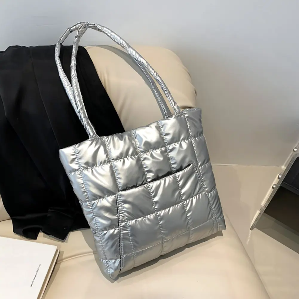 Female Creative Puffer Tote Bag Large Capacity Soft Down Cotton Padded Shoulder Bag Trendy for Women Girls for Autumn and Winter