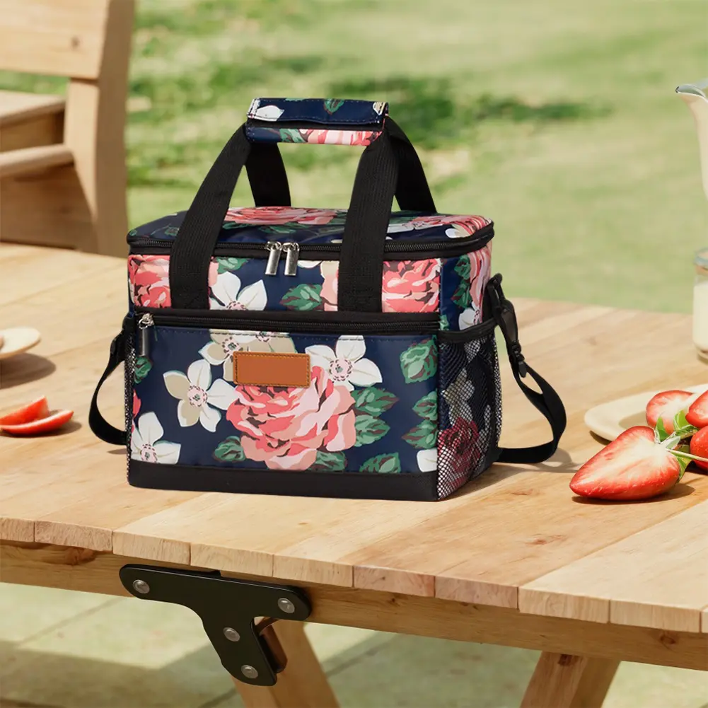 Insulation Storage Bag Large Capacity Portable Lunch Storage Bag Multi-Pockets Leakproof Lunch Cooler Tote for Outdoor Picinic