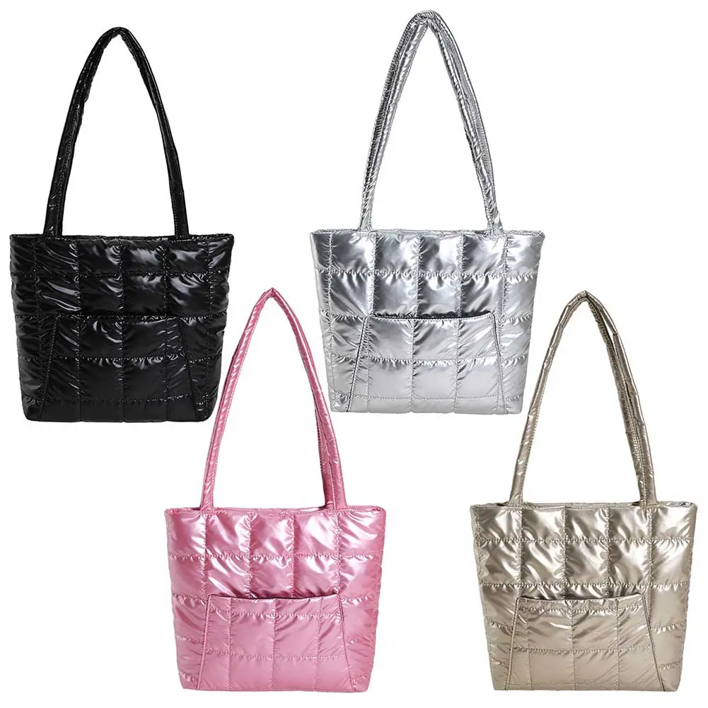 Female Creative Puffer Tote Bag Large Capacity Soft Down Cotton Padded Shoulder Bag Trendy for Women Girls for Autumn and Winter