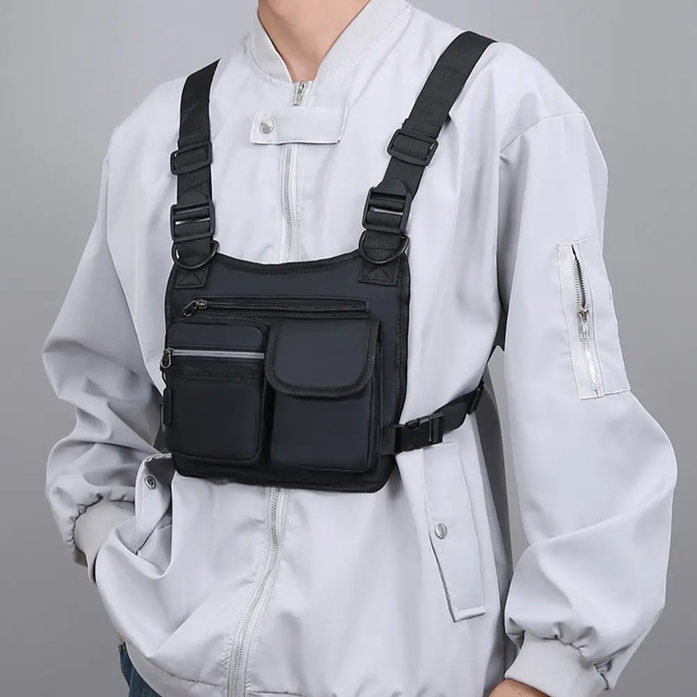 Functional Vest Chest Bag Wear Resist Sports Vest Bag Adjustable Strap Stylish Backpack Travel Commute Sports Backpack