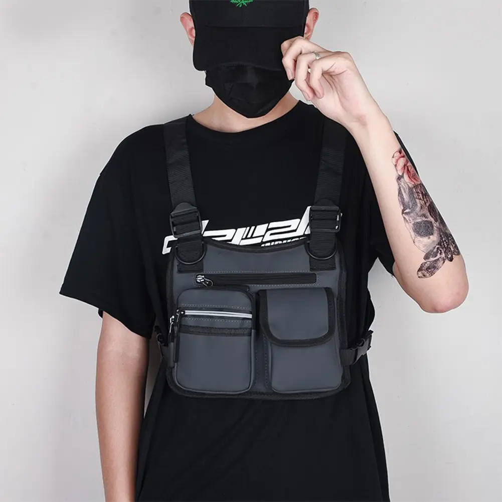 Functional Vest Chest Bag Wear Resist Sports Vest Bag Adjustable Strap Stylish Backpack Travel Commute Sports Backpack