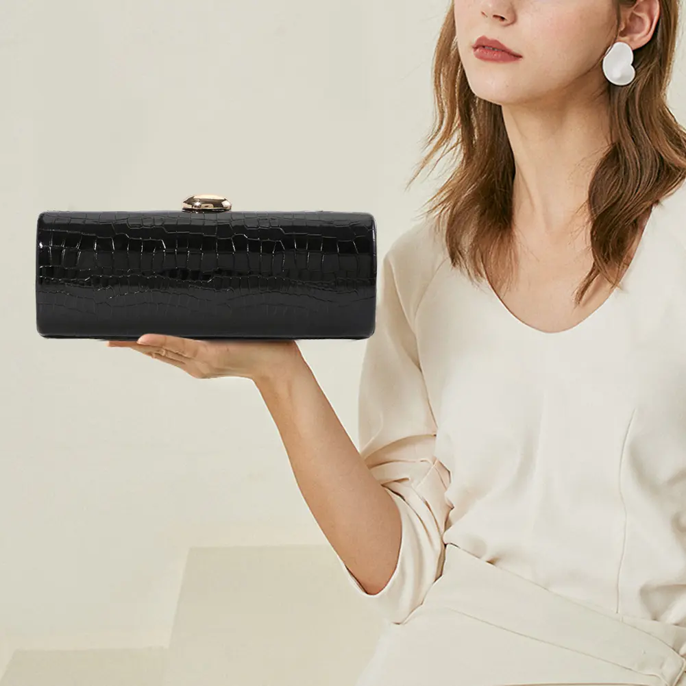 Women Trendy Clutch Purse PU Leather Elegant Dinner Bag Crocodile Pattern Casual Crossbody Bag Motorcycle Dating Party Bag