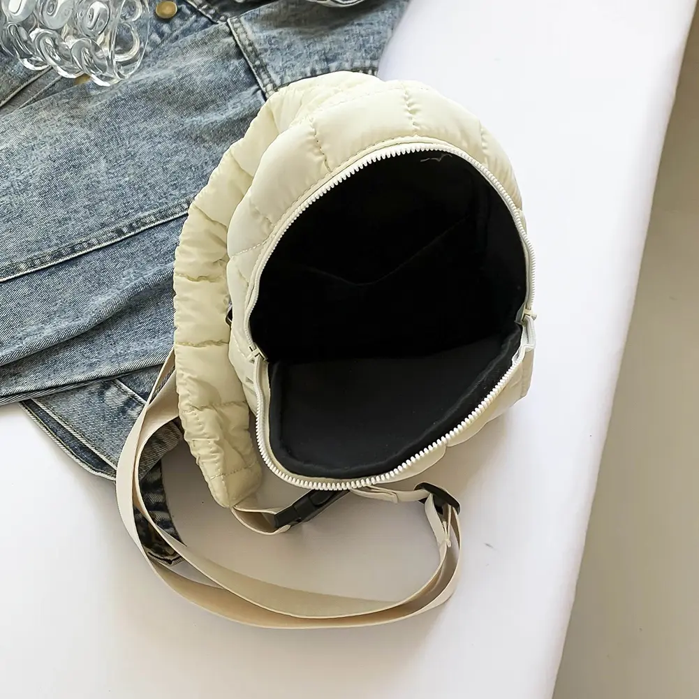 Women Quilted Chest Bag Puffer Crossbody Sling Bag Adjustable Strap Simple Shoulder Bag Casual Waist Pack Outdoor Travel Bag
