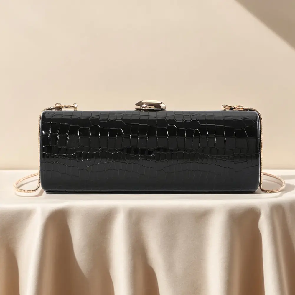 Women Trendy Clutch Purse PU Leather Elegant Dinner Bag Crocodile Pattern Casual Crossbody Bag Motorcycle Dating Party Bag