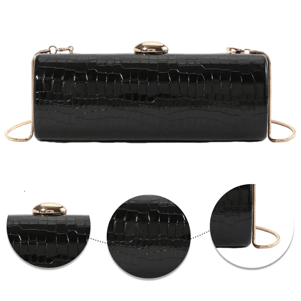 Women Trendy Clutch Purse PU Leather Elegant Dinner Bag Crocodile Pattern Casual Crossbody Bag Motorcycle Dating Party Bag