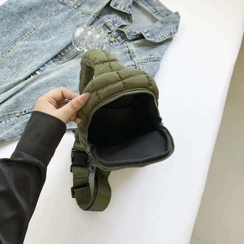 Women Padding Crossbody Bag Adjustable Strap Ruched Fanny Pack Large Capacity Sports Satchel Bag Female Commute Bag