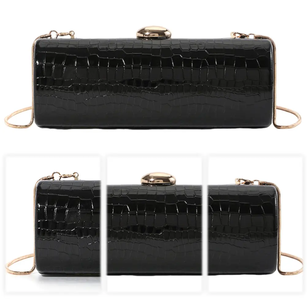 Women Trendy Clutch Purse PU Leather Elegant Dinner Bag Crocodile Pattern Casual Crossbody Bag Motorcycle Dating Party Bag