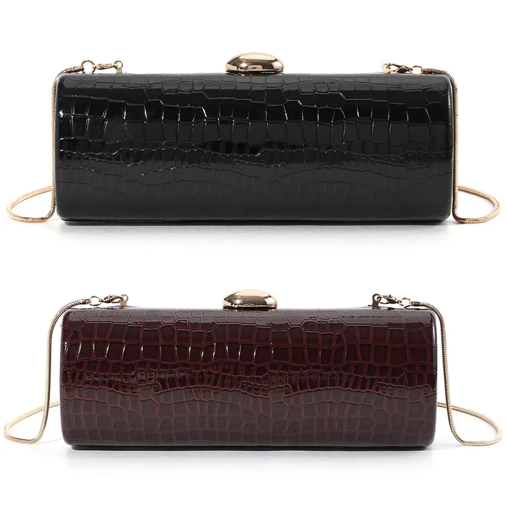 Women Trendy Clutch Purse PU Leather Elegant Dinner Bag Crocodile Pattern Casual Crossbody Bag Motorcycle Dating Party Bag