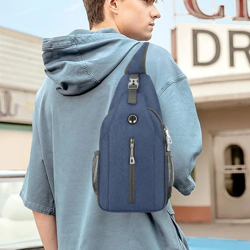 Men Casual Chest Bag Multi Pocket Multifunction Sports Bag Adjustable Strap Trendy Crossbody Bag Camping Hiking Running Bag