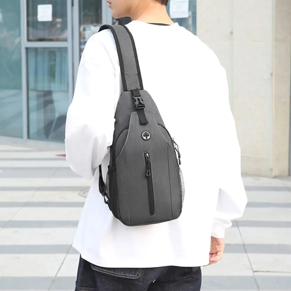 Men Casual Chest Bag Multi Pocket Multifunction Sports Bag Adjustable Strap Trendy Crossbody Bag Camping Hiking Running Bag