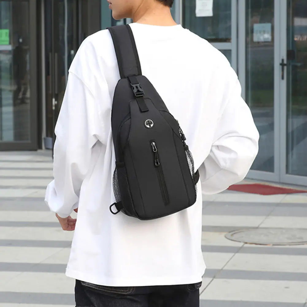 Men Casual Chest Bag Multi Pocket Multifunction Sports Bag Adjustable Strap Trendy Crossbody Bag Camping Hiking Running Bag