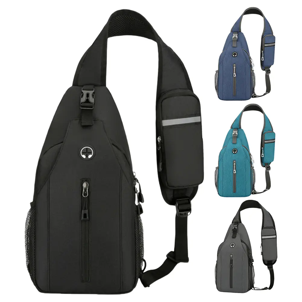 Men Casual Chest Bag Multi Pocket Multifunction Sports Bag Adjustable Strap Trendy Crossbody Bag Camping Hiking Running Bag