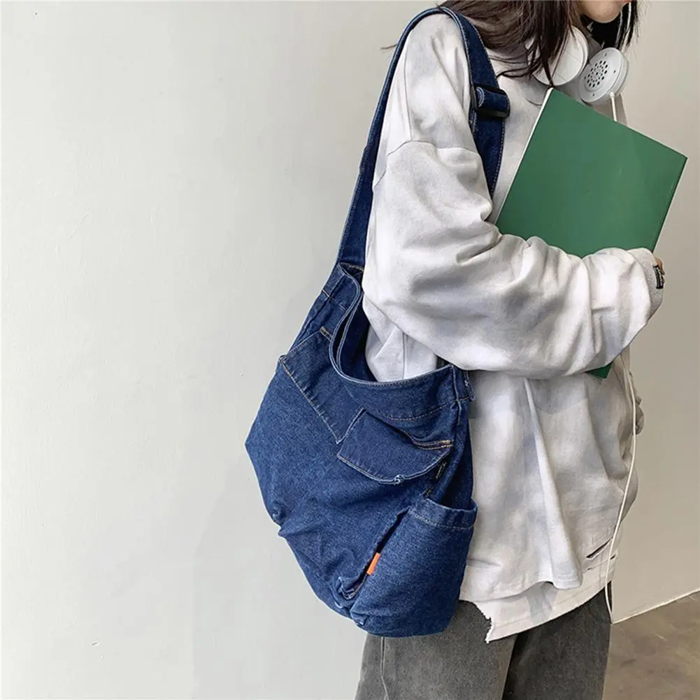 Japanese Shoulder Bags Retro Denim Large Capacity Women Travel Crossbody Handbag for Women Travel School Office