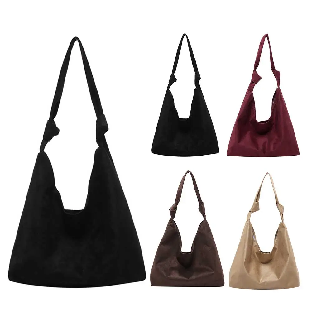 Retro Suede Shoulder Bag Fashion Underarm Bag Trendy Crescent Bag for Women Work Shopping Travel Winter Fall