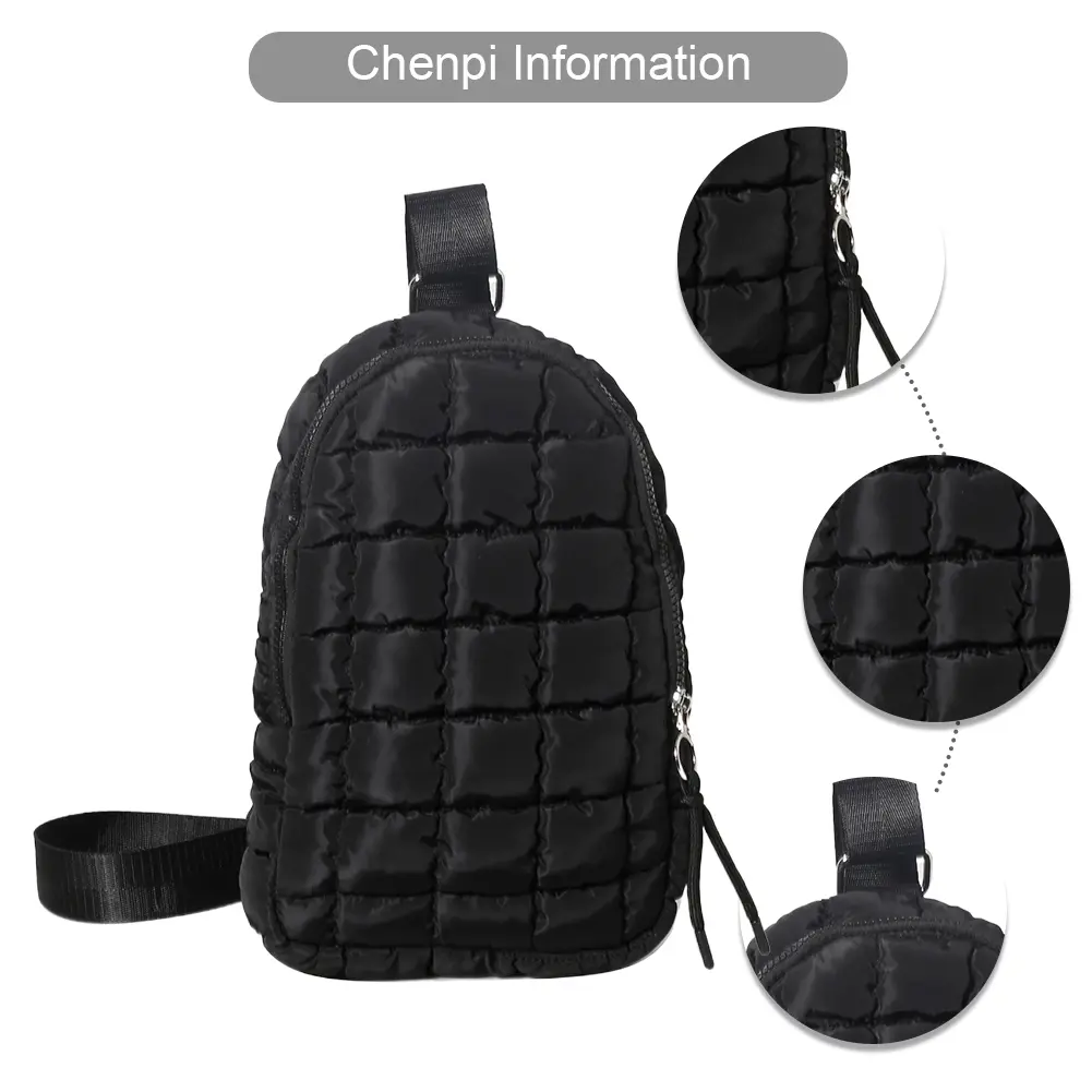 Women Travel Crossbody Bag Solid Color Fashion Waist Pack Adjustable Strap Cloud Chest Bag Puffer Satchel Bag for Outdoor Travel